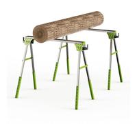 Lot de 2 chevalet de sciage pliables en métal, 1200 kg, 2 x 4 bras de support, 6 niveaux réglables en hauteur (28 à 35 cm), support industriel en forme de A pour ateliers et chantiers de construction