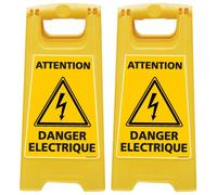 Lot de 2 Chevalet de signalisation - Attention Danger Electrique - Dimensions 600x300mm