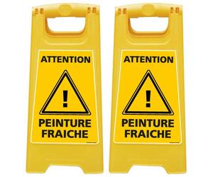 Lot de 2 Chevalet de signalisation - Attention Peinture Fraiche - Dimensions 600x300mm