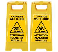 Lot de 2 Chevalet de signalisation - Attention Plancher Mouillé - Dimensions 600x300mm
