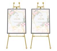 Lot de 2 chevalets de sol portables en métal doré avec réglage de la hauteur - Présentoir pour mariages, événements et décoration (118 cm, capacité de charge 5 kg, vernis nano