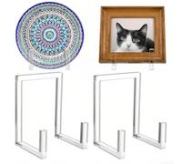 Lot de 2 chevalets en acrylique transparent pour affichage d'art et décoration d'intérieur avec matériau solide et motif géométrique adaptés pour assiettes et livres
