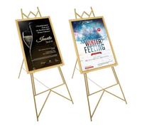 Lot de 2 chevalets portables réglables en métal doré - Trépied réglable pour mariage - Affiches publicitaires - 90 x 48 cm
