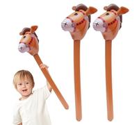 Lot de 2 chevaux gonflables - Cheval de cheval - Bâton pour enfants - Cheval à baiser - Cheval à emboucher - Tête de cheval - Kit de bricolage