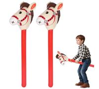 Lot de 2 chevaux rouges à piquet - Cheval hobby Horsing - Kit de bricolage - Tête de cheval de prairie, cheval sauteur - Cheval sauteur - Ballon - Jouet amusant pour garçons et filles