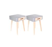 Lot de 2 Chevets Carrés 1 Tiroir Gris et Bois - CAREL - ALTOBUY Gris G