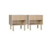 Lot de 2 chevets design Urban Craft tiroir niche effet bois clair naturel
