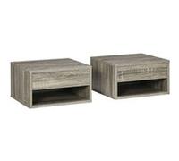 HOMCOM Lot de 2 tables de chevet murales table de nuit tiroir coulissant niche plateau en bois dim. 37L x 32l x 21H cm blanc | Aosom France
