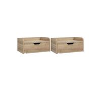 HOMCOM Lot de 2 Tables de Chevet murales Tables de Nuit suspendues - tiroir Coulissant, Plateau - en Panneaux de Particules dim. 40L x 30l x 19,5H cm Naturel