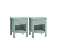 Lot de 2 chevets tables de nuit - tiroir, niche - dim. 45 x 40 x 55 cm - poignée PU métal doré vert Vert