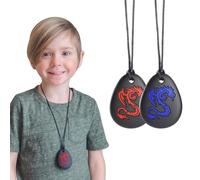 Lot de 2 Chew Pendentif,Colliers Sensoriels à mâcher en forme de Dragon,Collier à Mâcher Sensoriel,Jouets à Mâcher en Silicone,Collier de mastication,Machouilleur Enfant pour garçons et fille autistes