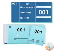Lot de 2 chiffres de 1 à 100 - 5 x 10 cm - Bloc-notes tombola - Marque de garde-robe - Perforation en vrac - Tombola numérotée - Bloc double numéroté - Bleu