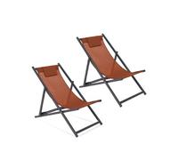 IDMarket - Lot de 2 chiliennes Lota en acier et toile textilène Terracotta