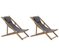 Lot de 2 chiliennes avec toiles (plusieurs options) bois clair AVELLINO