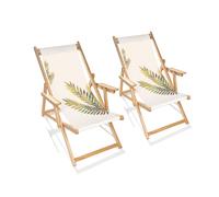 Lot de 2 chiliennes de jardin en bois d'eucalyptus motif feuille