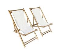 Lot de 2 chiliennes en bambou. toile naturelle polyester et coton. DAVAO L110 x P60 x H94cm