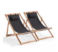 Oviala Lot de 2 chiliennes Eucalyptus Noir