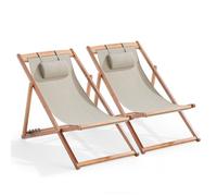 Lot de 2 chiliennes eucalyptus taupe Socoa - Oviala
