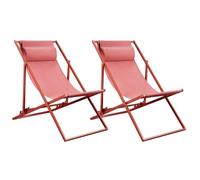 Lot de 2 Chiliennes PAROS - Structure en acier - L 63 x P 104 x H 85 cm - Terracotta