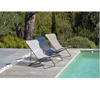 Lot de 2 chiliennes texaline pliante et multipositions taupe