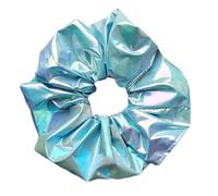 Lot de 2 chouchous à cheveux en tissu laser dégradé de couleur gros intestin élastiques élastiques pour queue de cheval pour femme - Porte-queue de cheval - Bijou de tête - Bleu