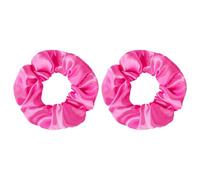 Lot de 2 chouchous en satin rose vif pour femmes et filles - Accessoires pour cheveux élastiques pour queue de cheval