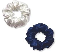 Lot De 2 Chouchous En Soie 100 % Pure Soie De Mûrier 22 Mommes - Doux Pour Les Cheveux - Élastique À Rayures - Gris Foncé Et Rose