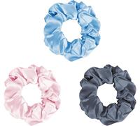 Lot De 2 Chouchous En Soie 100 % Pure Soie De Mûrier 22 Mommes - Doux Pour Les Cheveux - Élastique À Rayures - Gris Foncé Et Rose