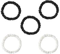 Lot De 2 Chouchous En Soie 100 % Pure Soie De Mûrier 22 Mommes - Doux Pour Les Cheveux - Élastique À Rayures - Gris Foncé Et Rose