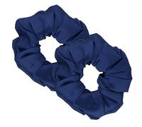 Lot de 2 chouchous en soie pour prévention des frisottis, 100 % soie de mûrier, élastiques pour queue de cheval, pour femme et prévention de la casse des cheveux (bleu marine)