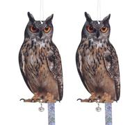 Lot de 2 chouettes réfléchissantes pour éloigner les oiseaux - Décoration à suspendre - Double face - Faux aigle pour jardin, terrasse, fenêtres, ferme