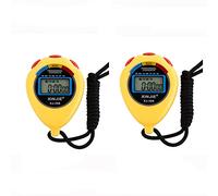 Lot de 2 chronomètres électroniques, chronomètres numériques de sport avec date, heure et fonction alarme, chronomètre multifonction pour entraîneurs de fitness et arbitres (jaune)
