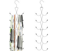Lot de 2 cintres à écharpes avec 12 crochets en métal à suspendre pour ceinture, cravates, écharpes, écharpes, écharpes, porte-écharpes, porte-écharpes, porte-écharpes, porte-sacs à main pliable pour