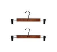 - Lot de 2 Cintres à Pince en Bois "Vintage" 33cm Marron