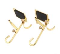 Lot de 2 cintres en fonte pour cheminée avec deux crochets pour accrocher une guirlande et des bas ensemble - S'adapte aux cheminées jusqu'à 21,6 cm d'épaisseur en toute sécurité (doré)