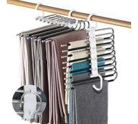 Lot de 2 cintres pour pantalons - Peu encombrants - Antidérapants - Pliables - 9 étages - Pour pantalons, écharpes, jeans, vêtements, serviettes