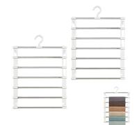 Lot de 2 cintres pour pantalons peu encombrants, peuvent accrocher 6 paires de pantalons, organisateur de garde-robe pour le rangement et l'organisation des vêtements