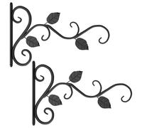 Lot de 2 cintres pour plantes d'extérieur en fer robuste, résistant aux intempéries, crochets robustes pour suspendre mangeoire à oiseaux, carillon éolien, crochets pour panier de fleurs pour mur
