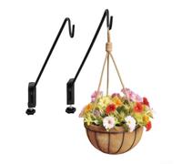 Lot de 2 cintres robustes en fer massif pour garde-corps Noir | Lot de 2 câbles solides de 0,81 cm, support robuste, s'adapte aux balustrades plates, finition noire