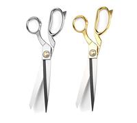 Lot de 2 ciseaux à coudre, ciseaux de tailleur professionnels, ciseaux d'artisanat, ciseaux de différentes couleurs, ciseaux en acier inoxydable, ciseaux de coupe en tissu, (26 cm, argent)
