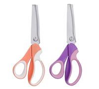 Lot de 2 ciseaux à cranter pour travaux manuels et coupe de papier, ciseaux à broder, poignée colorée en acier inoxydable, ciseaux en dents de scie ondulés pour le bureau et la