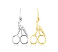 Lot de 2 Ciseaux Broderie, Petits Ciseaux à Cigogne en Acier Inoxydable pour Travaux Manuels de Couture avec Couverture de Ciseaux en Faux Cuir