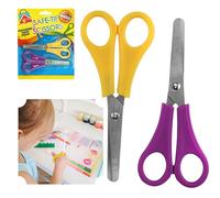 Lot de 2 ciseaux de sécurité pour enfants de 13 cm, pointe arrondie avec règle, poignées en ABS sans BPA (violet et jaune), ciseaux artisanaux sûrs pour enfants à partir de 3 ans, fournitures