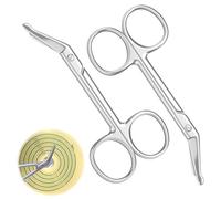 Lot de 2 ciseaux de stomie en acier inoxydable - Petits ciseaux médicaux incurvés pour poches de stomie, colostomie, urrothrostomie, médecins vétérinaires et soins à domicile - 10,1 x 5,1 cm (argenté)