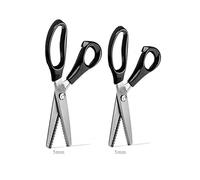 Lot de 2 Ciseaux Dentelés, ciseaux de tailleur professionnel serré et fendu pour couture, ciseaux ondulés avec poignée, ciseaux zig zag pour tissu, (Noir, 5 mm)