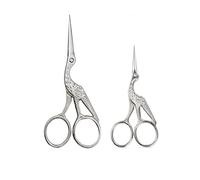 Lot de 2 ciseaux design oiseau, ciseaux de couture, ciseaux pour sac, ciseaux pour couper les fils, ciseaux design, ciseaux pour couper le tissu, ciseaux pour cadeau, (9 + 12 cm, argenté)