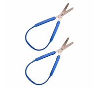 Lot de 2 ciseaux pour enfants, L bleu clair, design adaptatif, ciseaux à prise en main colorée, support droit et gauche pour coupe de tissu, école, couture, projets de bricolage préscolaire