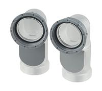 Lot de 2 clapets anti-retour coudés de 45 mm pour évier de légumes, salle de bain, contrôle efficace des odeurs