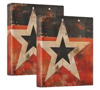 Lot de 2 classeurs à 3 anneaux de 1,5" avec emblème étoile rustique avec poches, 1/2 pour l'école, 200 feuilles