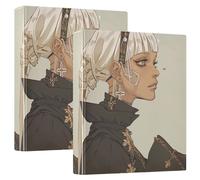 Lot de 2 classeurs à 3 anneaux de 2,5 cm et demi pouces avec porte-bloc 1/2 classeur pour étudiants à couverture rigide - Nonne aux cheveux blancs